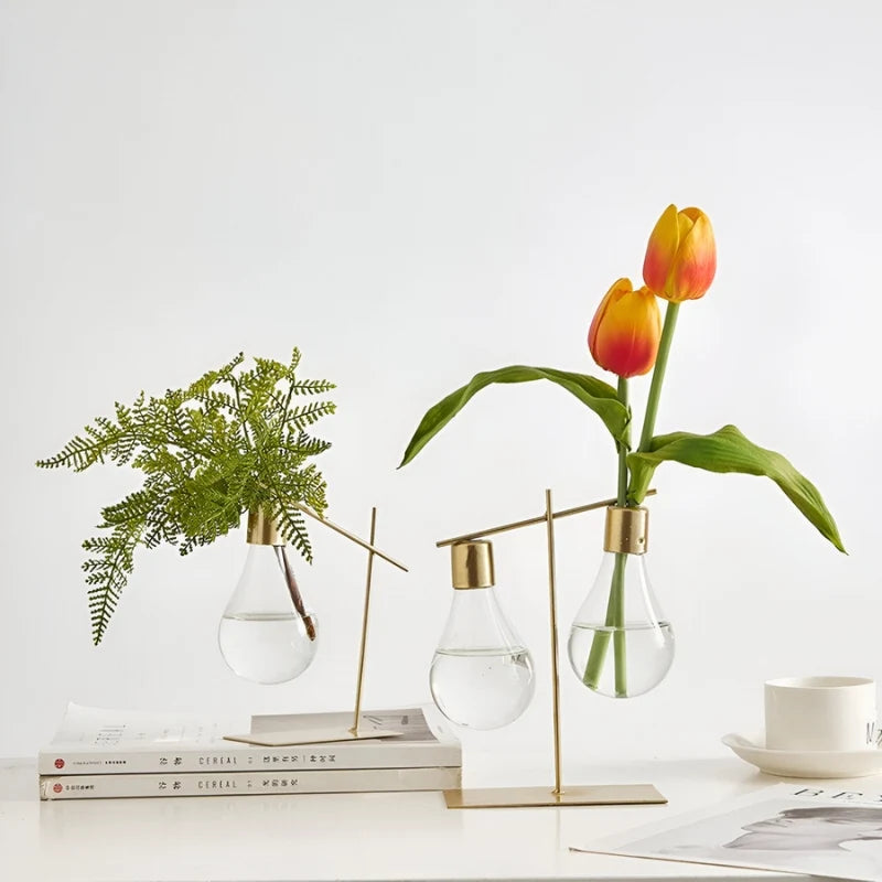Propagation Vase | Glass & Metal Frame | 20 x 10 cm