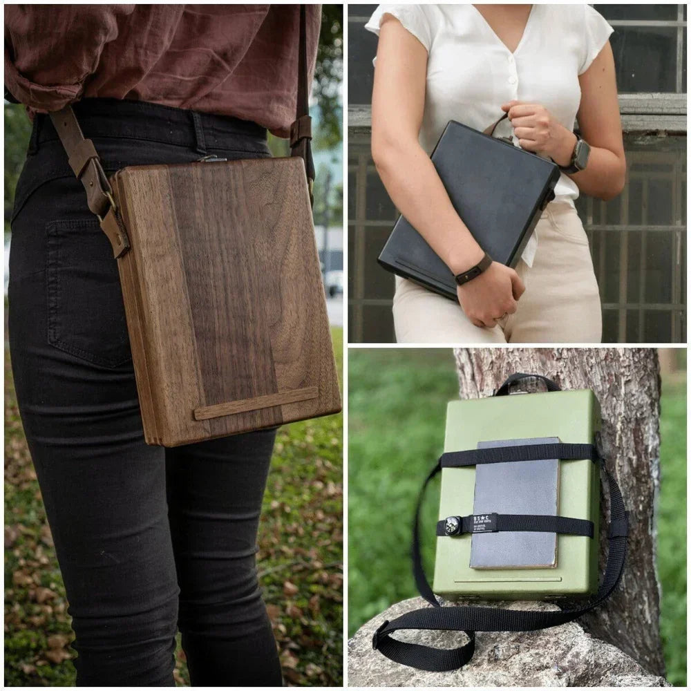 Writers Messenger Box | Walnut Briefcase-Style & Pen Loops | A5