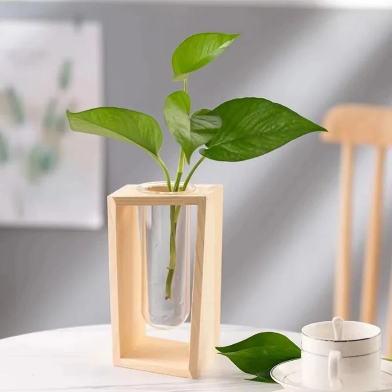 Flower Vase | Tubular Wooden Stand