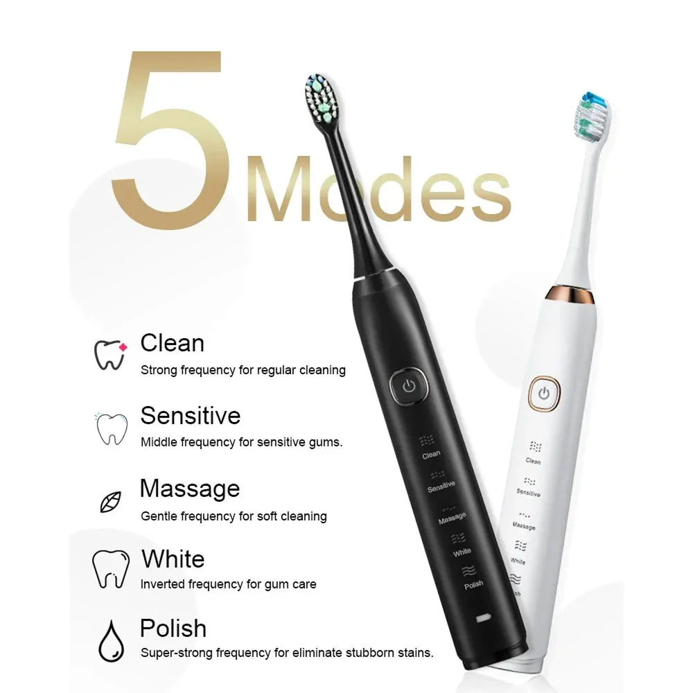 Electric Toothbrush | Sonic Cleaning & 5 Modes | 60-Day Battery