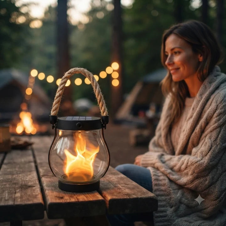 Solar Lantern | Realistic Flicker & USB‑C Rechargeable