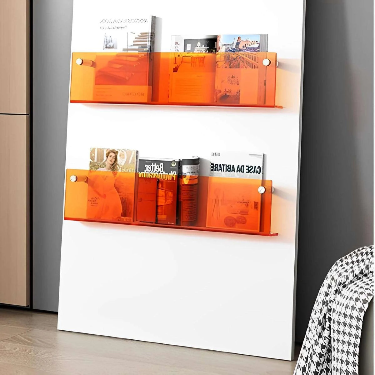 Wall-Mounted Magazine Shelf | Clear Acrylic & Easy Install | S/M/L Sizes
