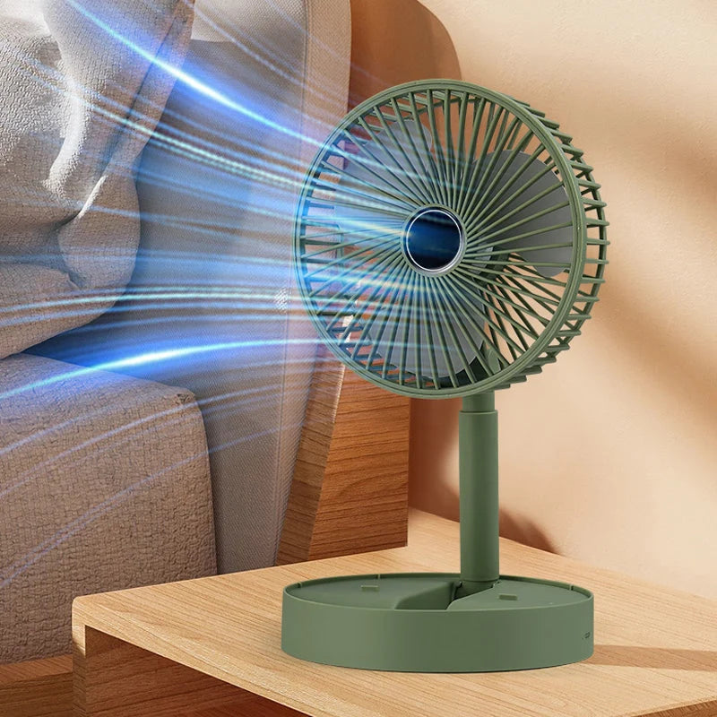 Table Fan | Foldable Telescopic & USB-C Rechargeable | Smartphone Holder