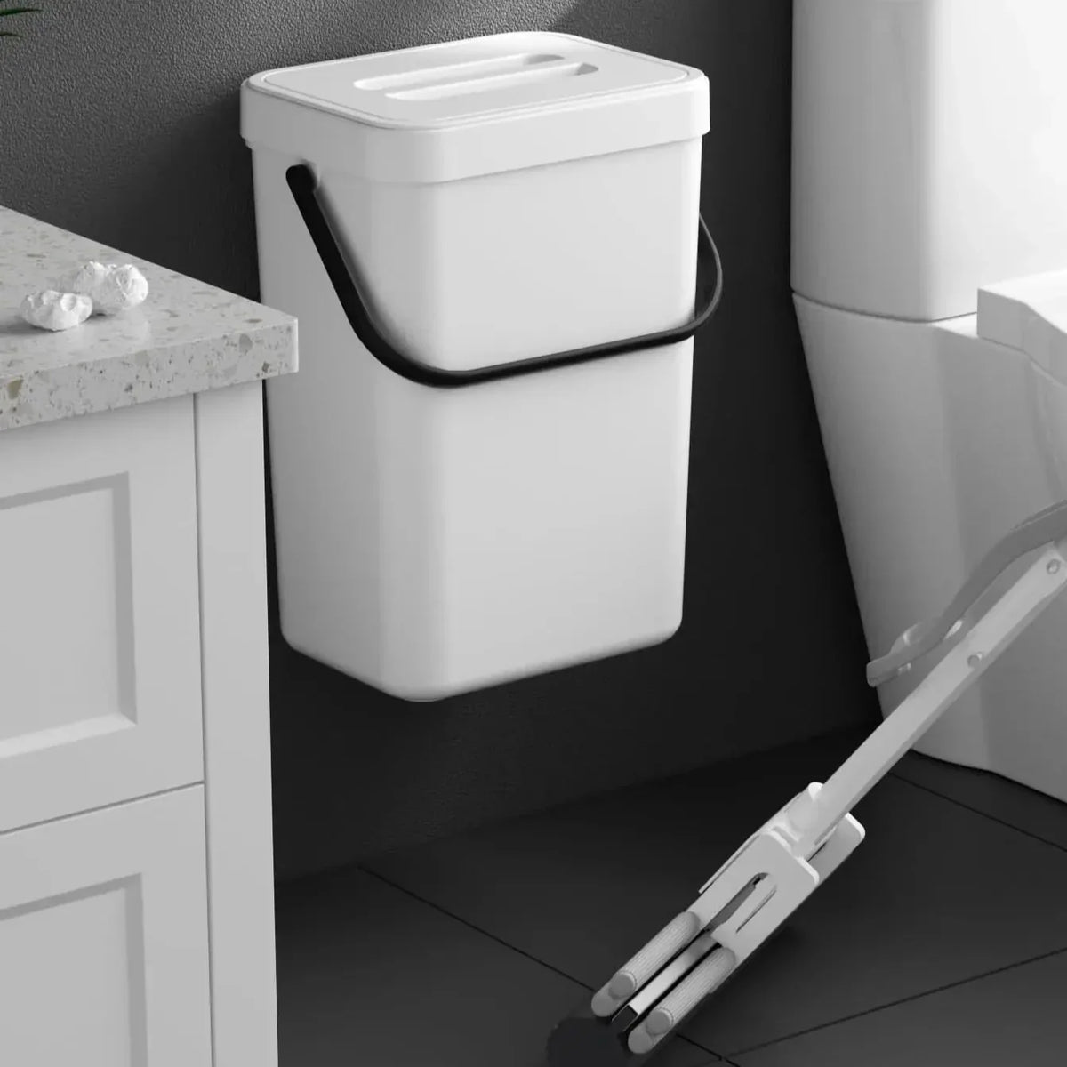 Mini Trash Can | Odor-Reducing Lid & Flexible Mounting