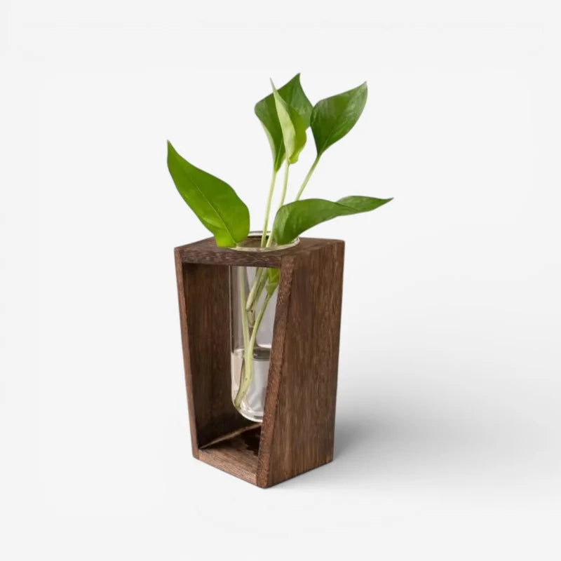 Flower Vase | Tubular Wooden Stand
