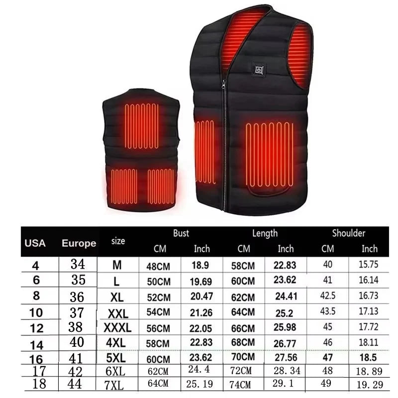 Heated Vest | 9-Zone Heating & Dual Controls | USB Power Bank Compatible