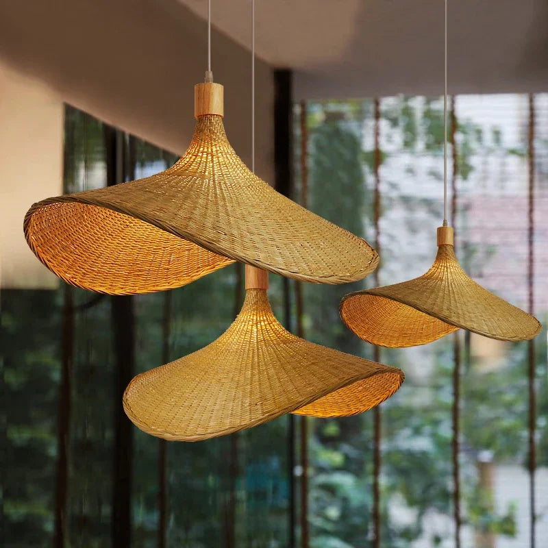 Pendant Lamp | Handwoven Bamboo Basket & Warm Ambient Light | Multiple Sizes