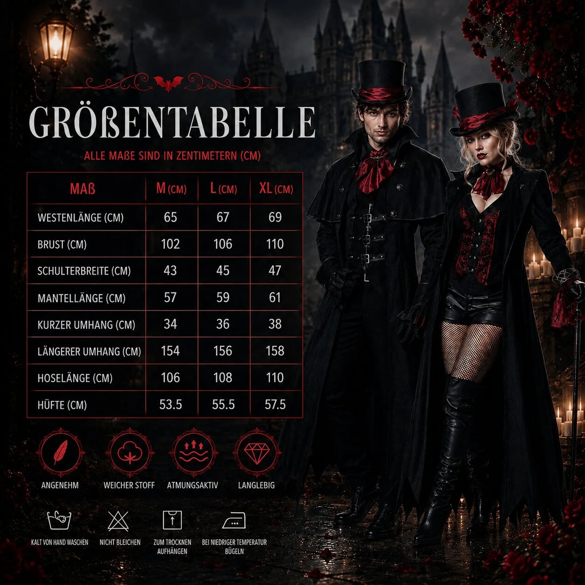 Vampire Costume | Unisex Halloween Party Outfit