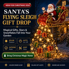 Solar Christmas Decoration | Flying Santa Sleigh Design | Warm Golden Lights