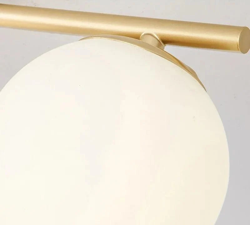 Ceiling Light | White Glass Globe & Gold Accents | 12W 3000K