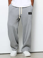 Men's Pants | Waffle-Knit Wide-Leg | Elastic Drawstring Waist
