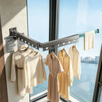 Clothes Drying Rod | Wall-Mounted Retractable Aluminum | Space-Saving