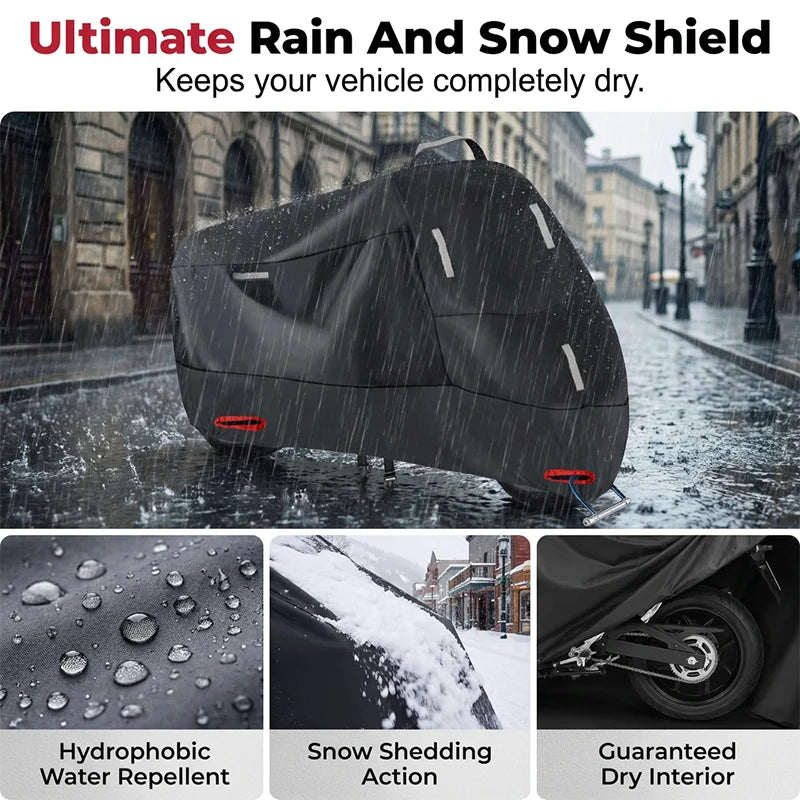 Motorcycle Cover | Weather-Resistant Oxford Fabric & Reflective Strips | Sizes M–4XL