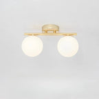 Ceiling Light | White Glass Globe & Gold Accents | 12W 3000K