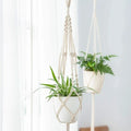 Macrame Plant Hangers | Handmade Cotton Cord & Beads | Set of 4