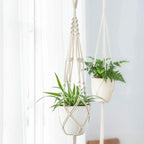 Macrame Plant Hangers | Handmade Cotton Cord & Beads | Set of 4