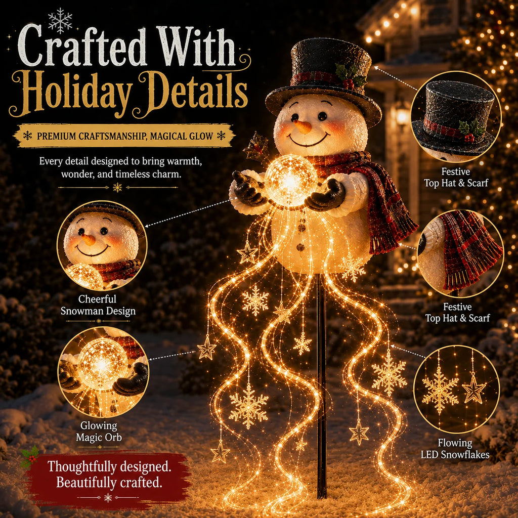 Solar Snowman Garden Light | Solar-Powered Cascading Lights | 50 Cm