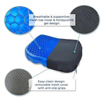 Seat Cushion | Orthopedic Gel Pressure Relief & Removable Cover