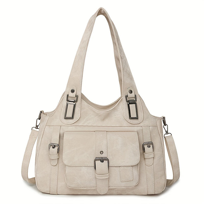 Tote Bag | Vintage Synthetic Leather | Multiple Pockets & Zip Closure