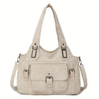 Tote Bag | Vintage Synthetic Leather | Multiple Pockets & Zip Closure