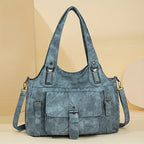 Tote Bag | Vintage Synthetic Leather | Multiple Pockets & Zip Closure