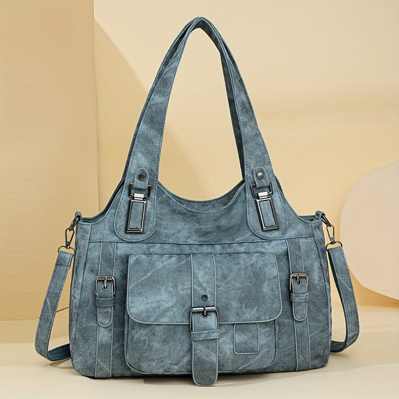Tote Bag | Vintage Synthetic Leather | Multiple Pockets & Zip Closure