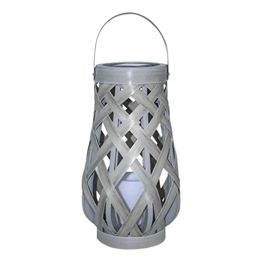 Outdoor Solar Lantern | Handwoven Rattan & Bamboo Waterproof IP44