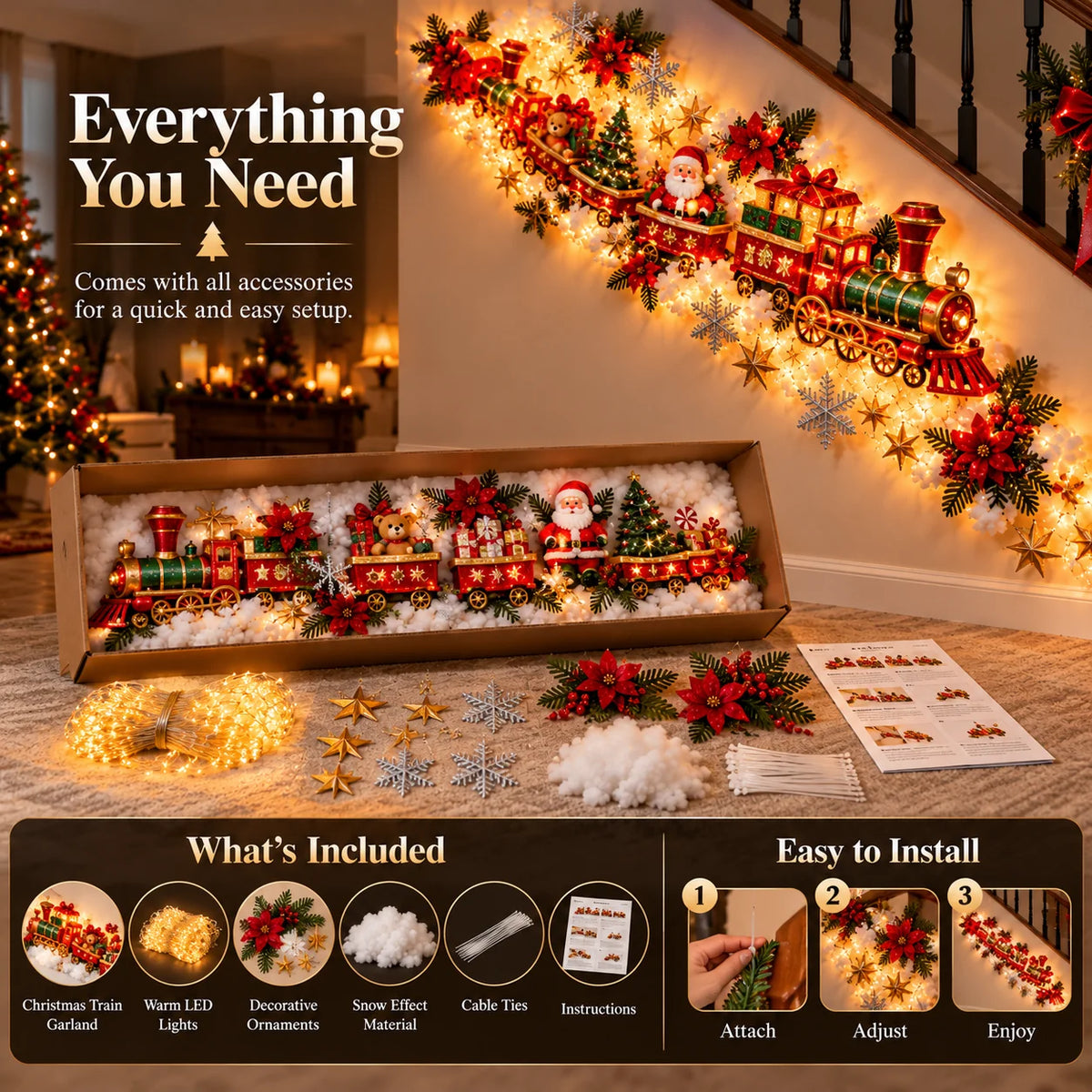 Christmas Wall Decoration | Cascading Design & Warm Lights