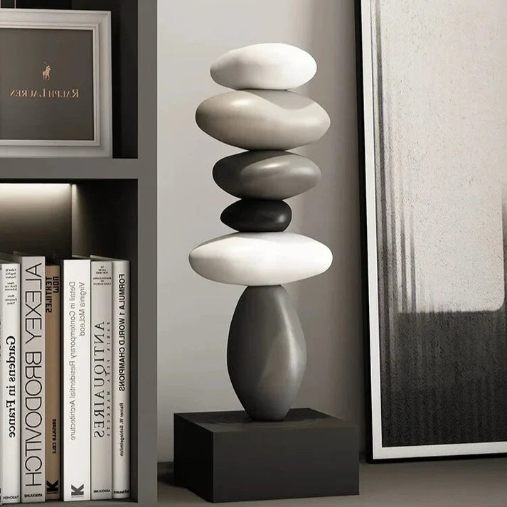 Stacked Stone Sculpture | Natural Stone Finish & Fine Modern Base