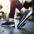 Men’s Sneakers | Textured Leather Lace-Up | Low-Top Contrast Panel
