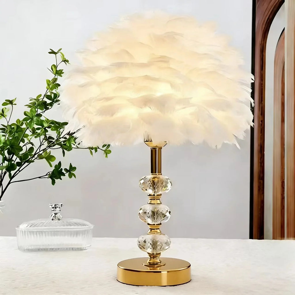 Table Lamp | Feather Design & Soft Diffused Glow