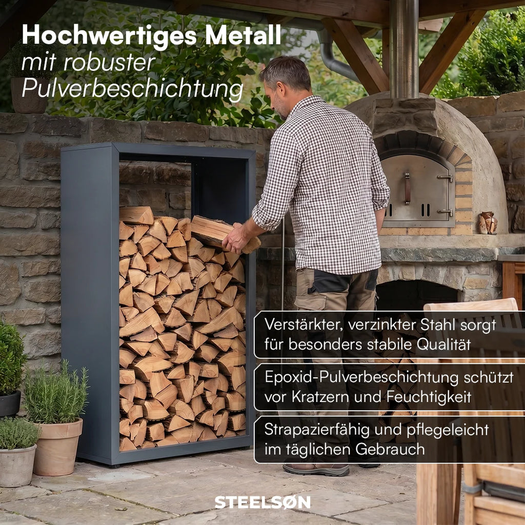 Firewood Rack | Weather-Resistant Galvanized Steel | Adjustable Feet