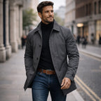 Men's Trench Coat | Pointed Collar & Button Front Closure