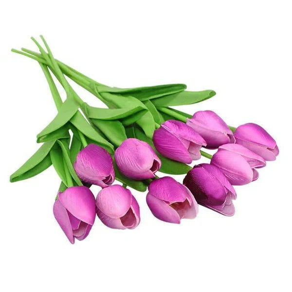 Artificial Tulip Stems | Realistic Silk-Like Blooms | Set of 10