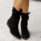 Ankle Boots | Suede Slouchy Shaft | Low Block Heel