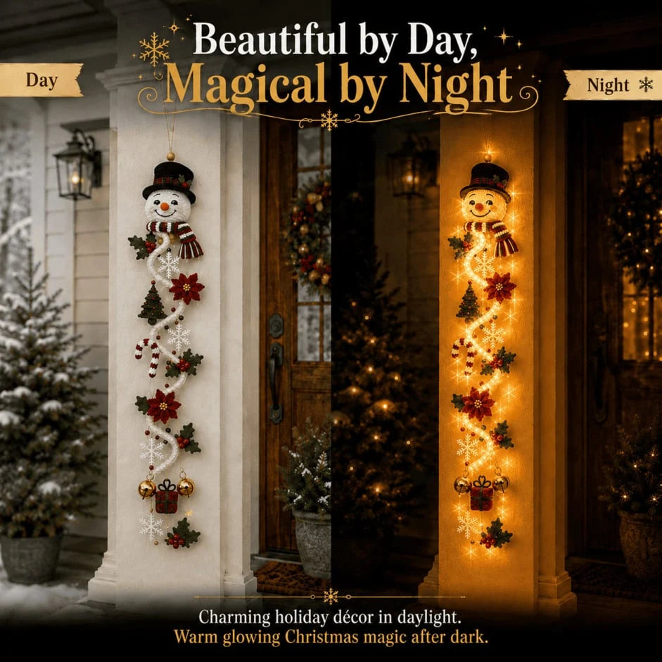 Christmas Door Hanger | Warm White Lights & Cordless | 70 cm
