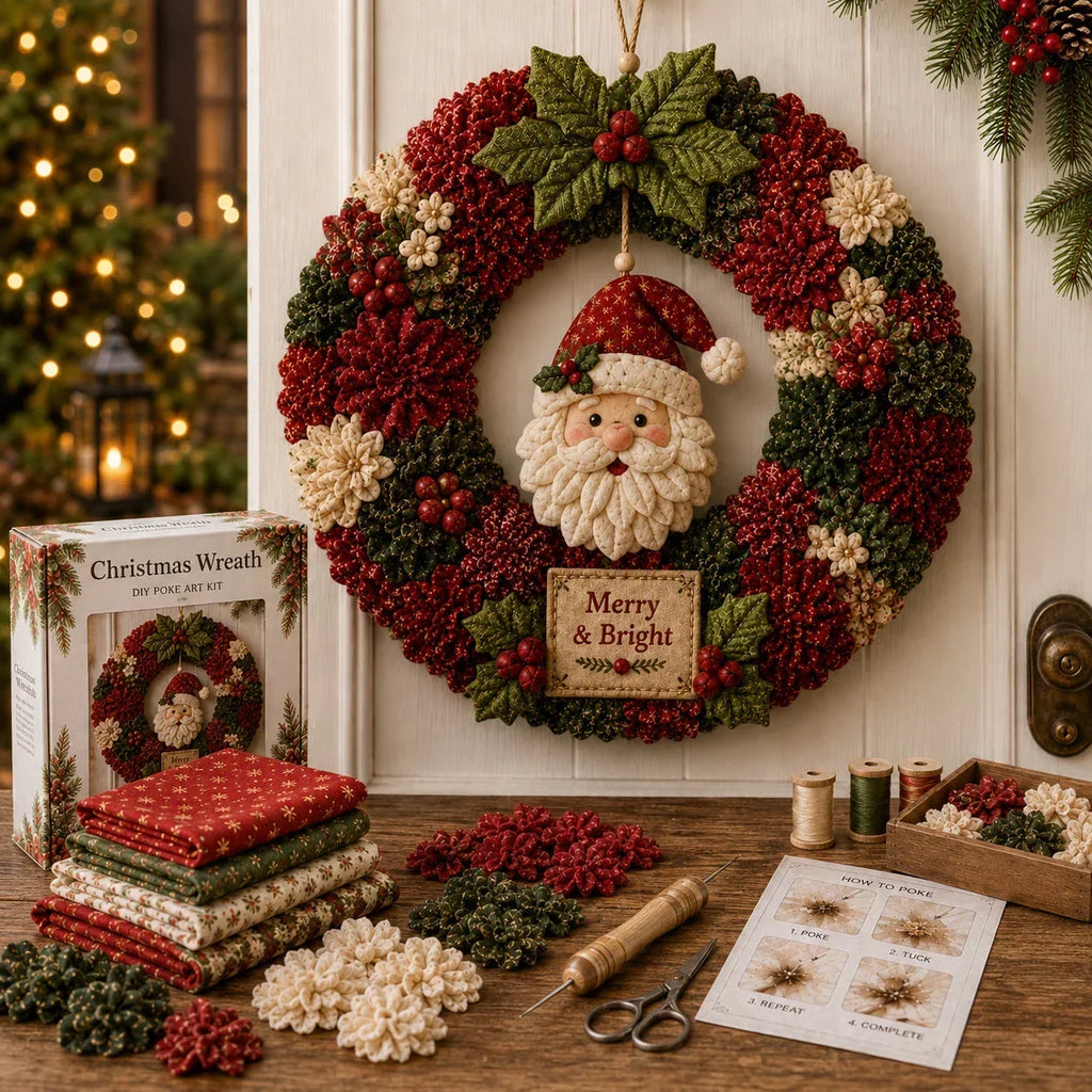 Christmas Wreath Craft Kit | 3D Fabric No-Sew | 30 cm Wreath