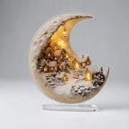 Winter Village Display | Acrylic Crescent Moon Design | 20 × 17 cm