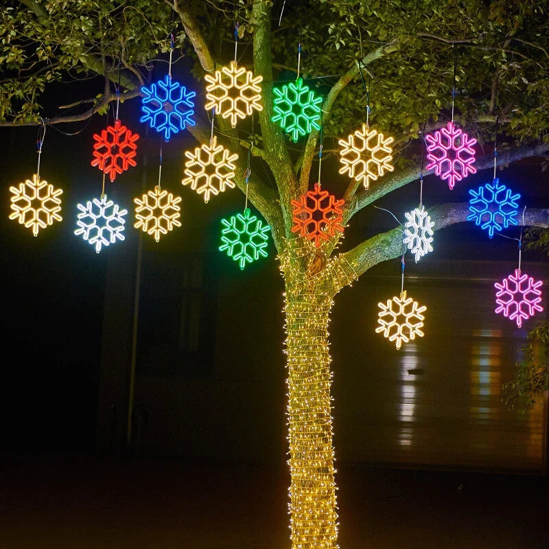 Outdoor Snowflake Lights | IP65 Waterproof LED & Warm Glow | 30 cm Diameter