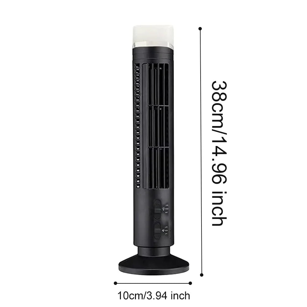 Tower Fan | Bladeless & USB-Powered | Compact Desktop Design