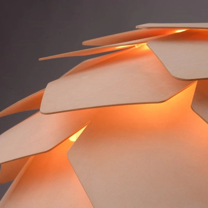 Pendant Lamp | Handcrafted Pine Wood Veneer & Dimmable LED Compatible | Diameter 38/45/68 cm