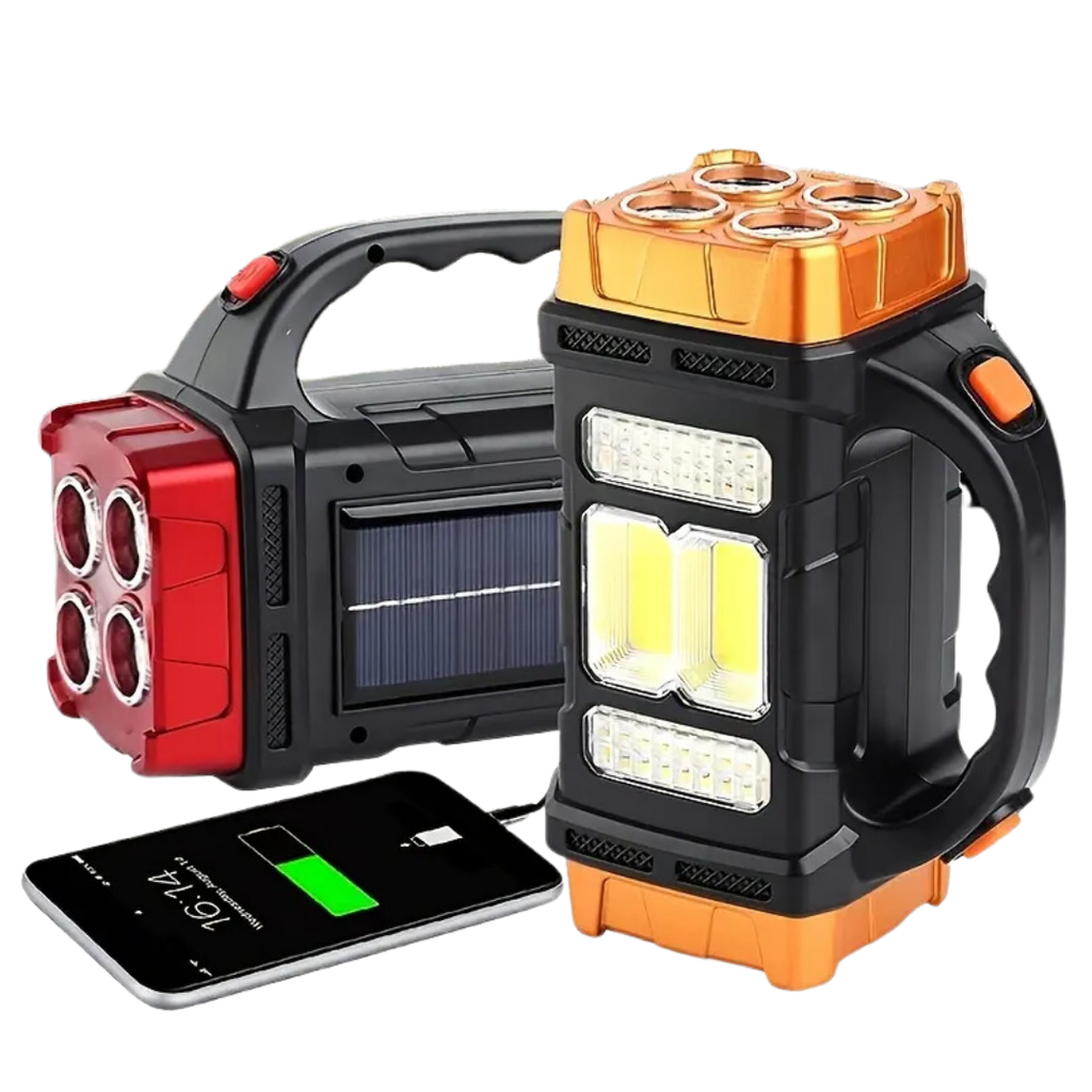 Emergency Flashlight | Solar Charging & Built-In Power Bank | IP44 Water-Resistant