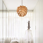 Pendant Lamp | Handcrafted Pine Wood Veneer & Dimmable LED Compatible | Diameter 38/45/68 cm