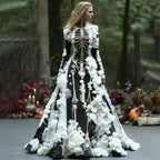Maxi Dress | Skeleton Floral Print & Long Sleeve