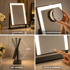 Makeup Mirror | Touch-Control LED Lighting | Removable 15× Magnifier