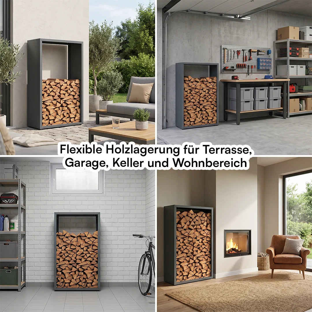 Firewood Rack | Weather-Resistant Galvanized Steel | Adjustable Feet