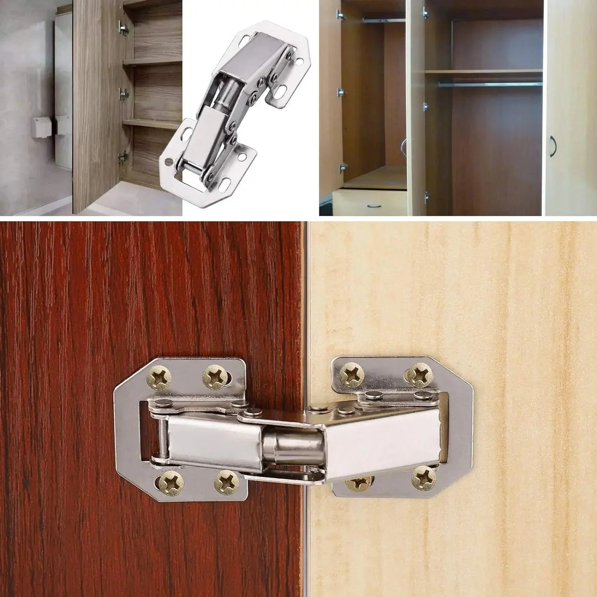 Cabinet Hinges | Hydraulic Soft-Close & Nickel-Plated Steel For Frameless Doors | Pack of 10