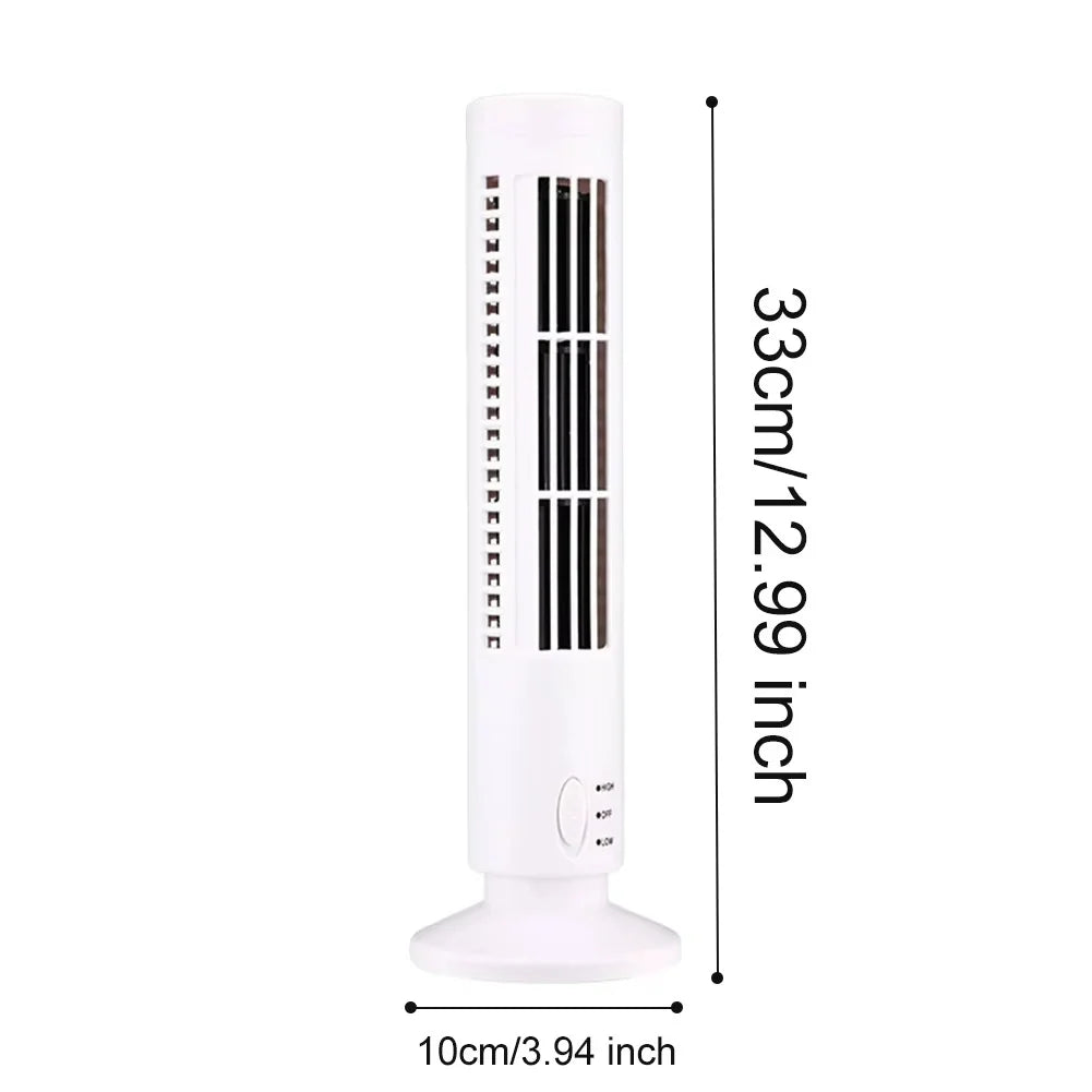 Tower Fan | Bladeless & USB-Powered | Compact Desktop Design