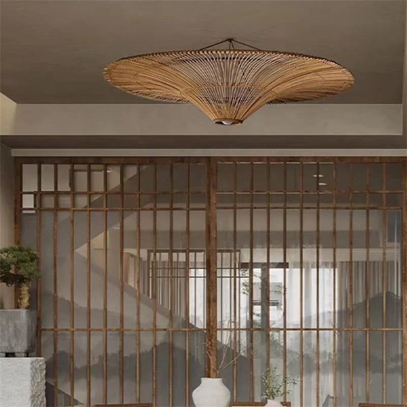 Ceiling Light | Woven Natural Fiber | Warm Ambient Lighting