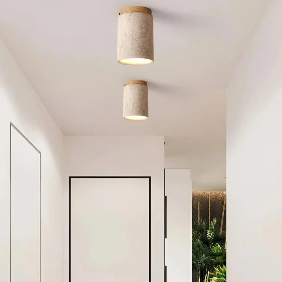 Ceiling Lamp | Wabi-Sabi Travertine & LED | Surface Mount